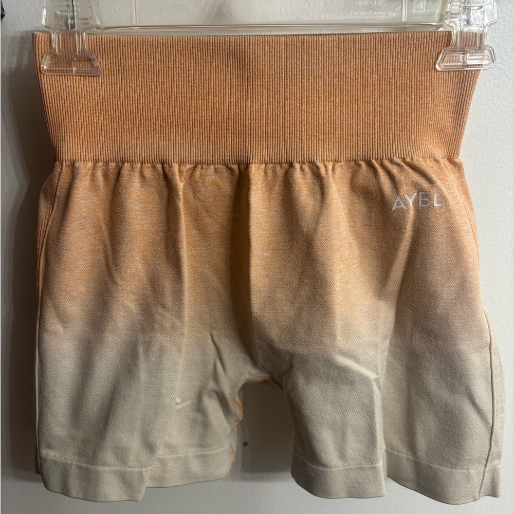 AYBL Gradient High-Waisted Shorts in Orange and Cream